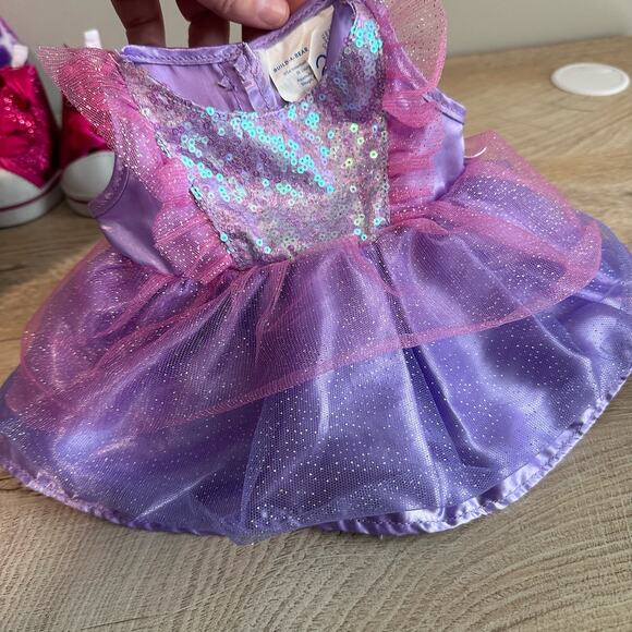 Build a Bear Rainbow Leopard Print Bear 16" Plush and clothing lot - Picture 2 of 16